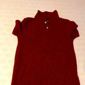 Velvet with white dots collared T-shirt